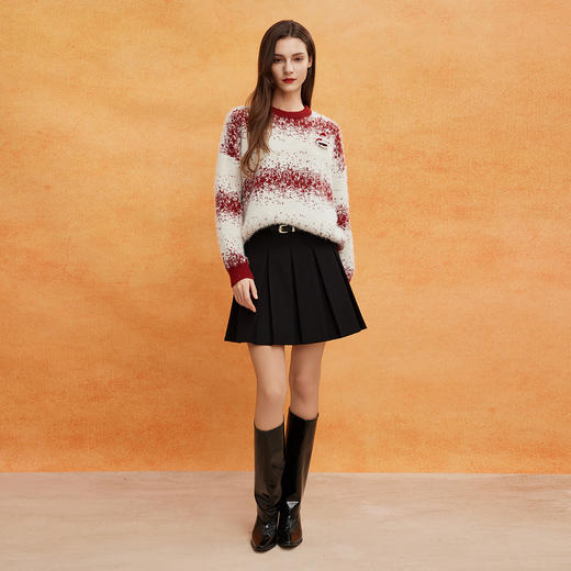 QE631斯尔丽2025春季新款节庆提花廓形显瘦加厚保暖减龄时尚上衣针织衫 商品图7