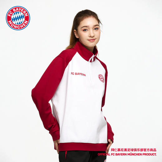 【官方正版】拜仁慕尼黑足球俱乐部｜简约拼接立领保暖半拉链卫衣 商品图3