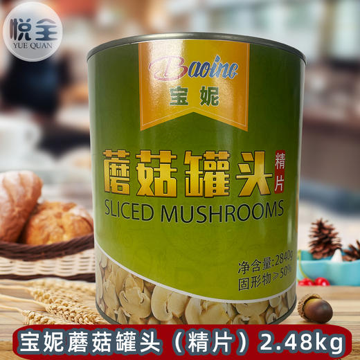 宝妮精片蘑菇罐头2.84kg精片蘑菇片蘑菇罐头 披萨蘑菇片 批萨原料 商品图0