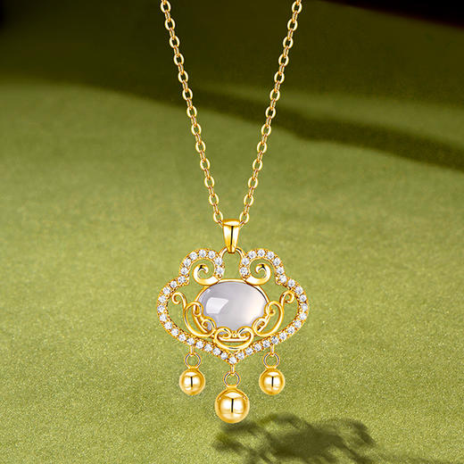 【事事如意】卡蒂罗/KADER 如意平安锁 新中式国潮吊坠平安喜乐长命锁 小众轻奢清冷感锁骨链 925银 商品图4