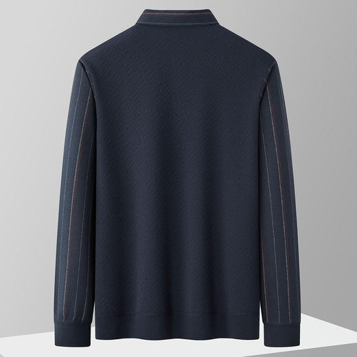 【肌理提花】罗蒙秋冬经典条纹衬衫男长袖假两件针织衫男衬衫中老年爸爸装 商品图3