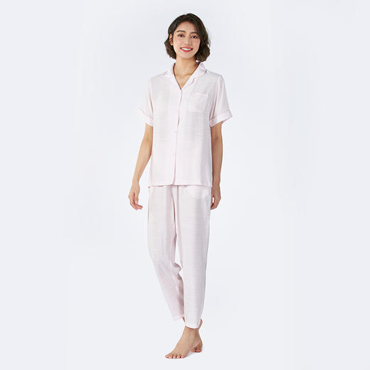 都市丽人女士梭织棉短袖套装薄麻麻纱亲情蜜语短袖家居服LHH0A2 商品图2