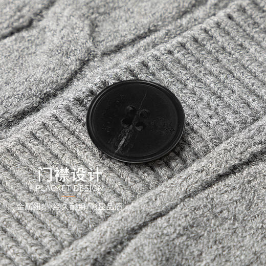 罗蒙男士秋冬加厚开衫男时尚百搭休闲针织衫撞色翻领外套男士毛衣男 商品图4