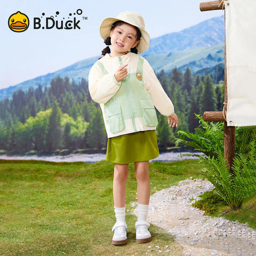 bduck小黄鸭童装春秋女童外套连帽儿童休闲上衣户外风衣105-150 BF1611002 商品图1