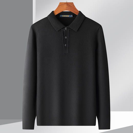 罗蒙春秋男士针织衫polo衫长袖t恤男百搭休闲通勤t恤男长袖上衣 商品图2