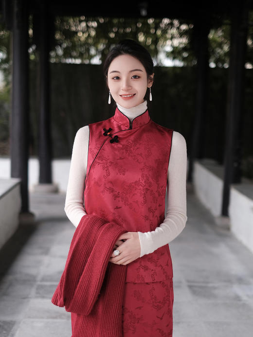 盛唐牡丹| 闲云野鹤丝毛偏襟马甲 商品图3