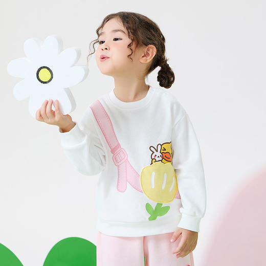 bduck小黄鸭童装春秋女童卫衣儿童套头衫春季新款甜美女宝宝上衣90-130 FF1608021 商品图3