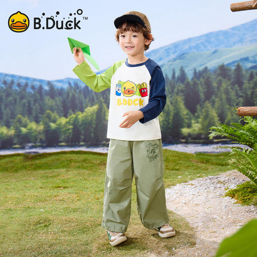 bduck小黄鸭童装春秋男童长袖T恤春款儿童纯棉插肩打底衫上衣110-160 BF1606035 商品图1