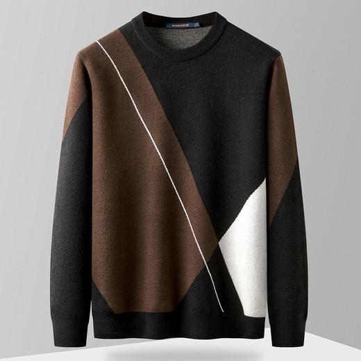 【拼色设计】罗蒙休闲针织衫男秋冬季毛衣加厚男士毛衣男士针织衫 商品图1