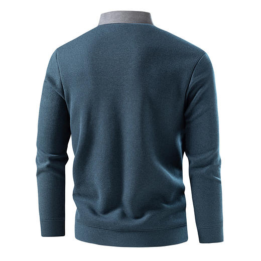 【含绵羊毛&桑蚕丝】罗蒙加绒加厚假两件针织衫男舒适毛衣男士针织衫 商品图4