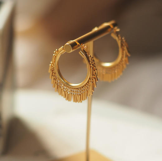 异域风情流苏耳圈黄铜镀金超级百搭女人味 商品图3