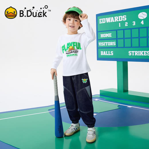 bduck小黄鸭童装春秋男童T恤长袖儿童纯棉打底衫春季男孩内搭110-160 BF1606031 商品图1