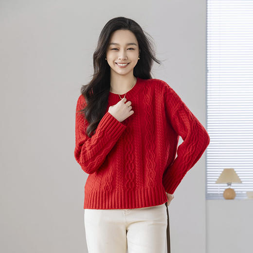 【康赛妮纱线20712亲子系列】火桐hooton 鸿运当头 山羊绒圆领套头衫24A761 商品图0