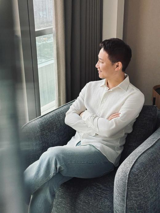 顺丰包邮15933洛诗琳极简人字纹亚麻翻领男士衬衫1011 商品图3