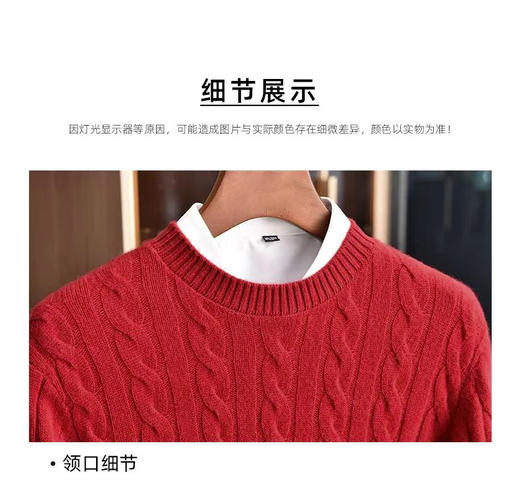 【男装】圆领织麻花纹山羊绒长袖衫 9613020001 商品图6