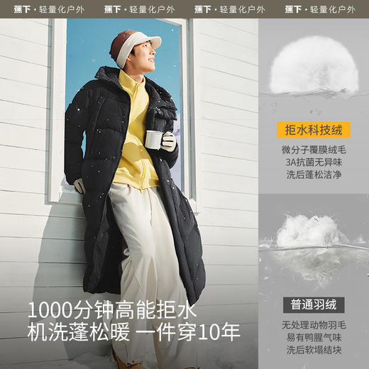 蕉下男士长款拒水羽绒服蓬松冬保暖户外防寒防雪外套可机洗羽绒衣HD87724 商品图2