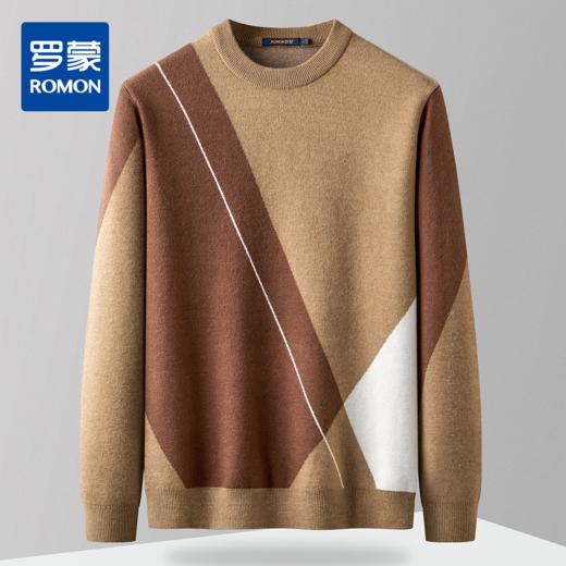 【拼色设计】罗蒙休闲针织衫男秋冬季毛衣加厚男士毛衣男士针织衫 商品图0