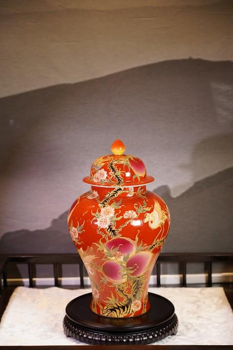 珊瑚红鹤寿延年将军罐 商品图0