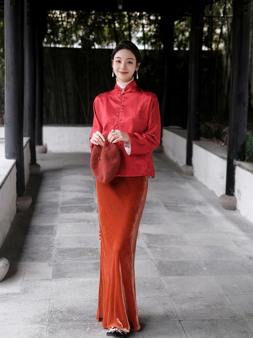 盛唐牡丹| 真丝提花玉扣小立领外套（不夹棉） 商品图9