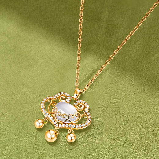 【事事如意】卡蒂罗/KADER 如意平安锁 新中式国潮吊坠平安喜乐长命锁 小众轻奢清冷感锁骨链 925银 商品图5