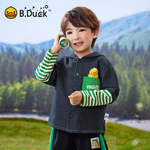 bduck小黄鸭童装春秋男童牛仔外套儿童假两件宝宝上衣90-130 BF1607063 商品图0