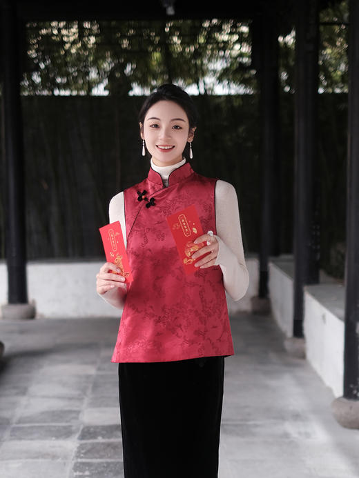 盛唐牡丹| 闲云野鹤丝毛偏襟马甲 商品图2