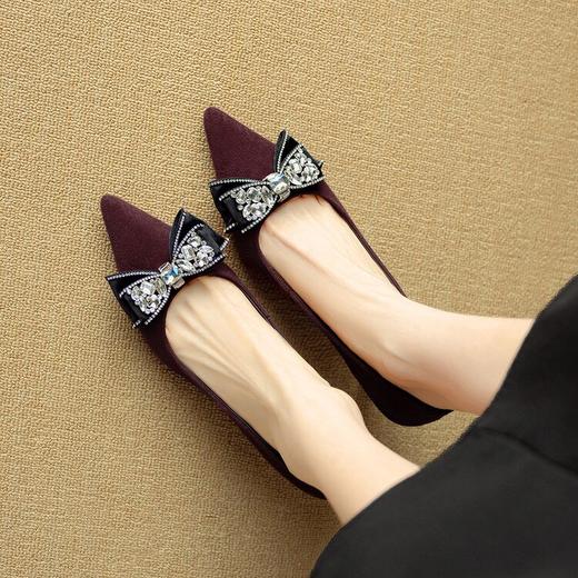 【预售5天】2025经典法式高跟鞋女尖头细跟浅口百搭蝴蝶结水钻单鞋DB&M6131 商品图1