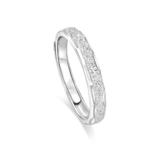 卡蒂罗/KADER 925银 银河繁星情侣对戒 钟情久久闪耀星河可调节素圈一对 爆闪碎冰冰磨砂设计手饰 纪念日送礼 商品图3