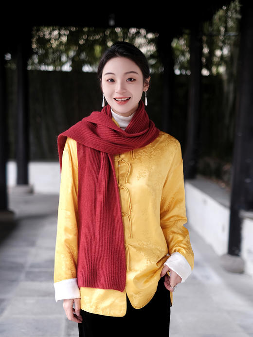 盛唐牡丹|东方雅韵真丝提花宽松外套-皇家明黄 (夹棉) 商品图7