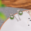 S925纯银镀金和田碧玉福袋铜钱，复古国潮百搭气质文艺银耳钉CW-ED03693 商品缩略图2