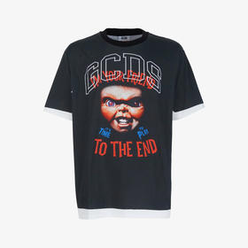 GCDS 男士恰奇徽标印花棉质圆领短袖T恤 黑色 A2CM2316CK499