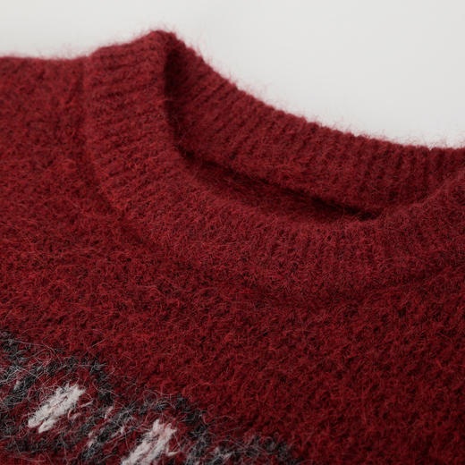 QE632斯尔丽25春季新款节庆氛围提花加厚保暖廓形时尚百搭毛衫上衣 商品图5