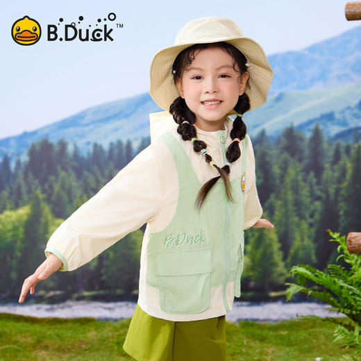 bduck小黄鸭童装春秋女童外套连帽儿童休闲上衣户外风衣105-150 BF1611002 商品图3