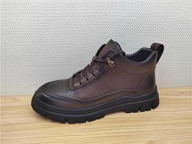 豪行冬季12483763牛皮休闲加绒男鞋皮鞋