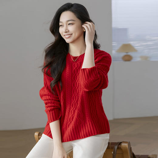 【康赛妮纱线20712亲子系列】火桐hooton 鸿运当头 山羊绒圆领套头衫24A761 商品图7