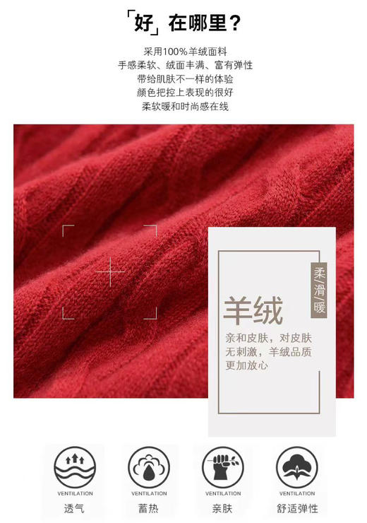 【男装】圆领织麻花纹山羊绒长袖衫 9613020001 商品图5