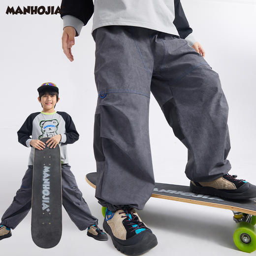 【熊朋友】漫画家25春户外防泼水自然泥染印花自由飞鸟伞兵裤 商品图4