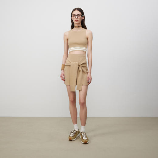 lost in echo2025春夏新款手工时尚撞色紧身针织短背心半身裙短裙 商品图0