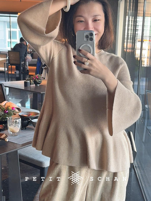 PETIT SCHAN小闪 CLO#700 Flying sleeves 衣袂翩翩 纯山羊绒荷叶边针织娃娃衫 商品图4