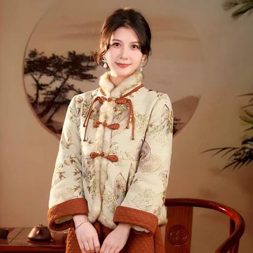 旗袍套装两件套改良冬新中式轻国风加厚裙子长袖冬款冬季秋冬唐装 商品图3