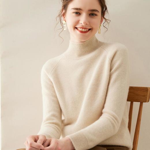 【自】全新升级【铂金会员339/天猫459/差价120】(04240) 洛诗琳秋冬山羊绒衫女半高领双股加厚插肩袖羊毛打底上衣 商品图1