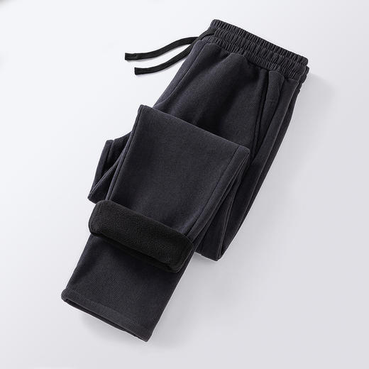 罗蒙加绒加厚男裤男士休闲裤保暖舒适休闲裤纯色简约百搭长裤 商品图1