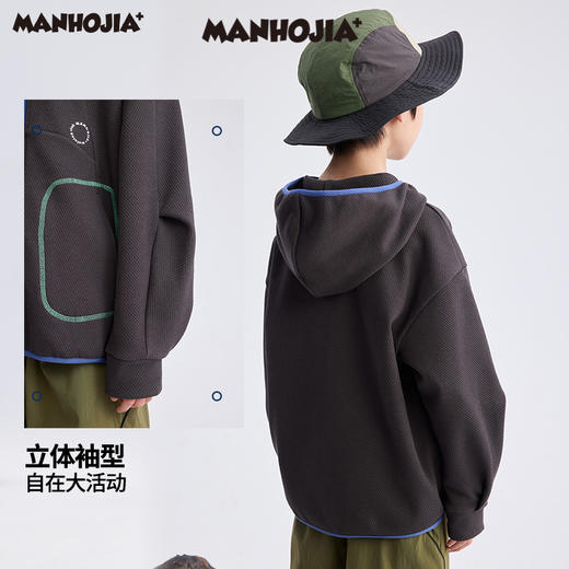 【熊朋友】漫画家25春城市轻户外连帽拉链玉米格运动卫衣外套 商品图2