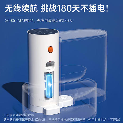 PETGRAVITY宠有引力倾倒式猫咪饮水机流动水不插电自动喂水器宠物狗狗饮水器 白色【0耗材 无线续航180天】 商品图4