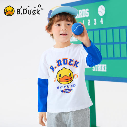 bduck小黄鸭童装春秋男童长袖T恤儿童打底衫男孩纯棉上衣110-160 BF1606038 商品图3