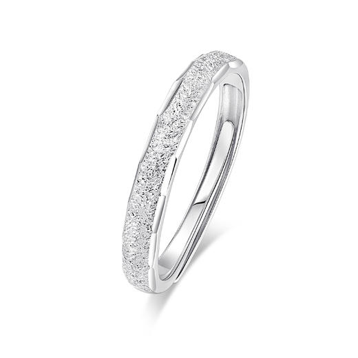 卡蒂罗/KADER 925银 银河繁星情侣对戒 钟情久久闪耀星河可调节素圈一对 爆闪碎冰冰磨砂设计手饰 纪念日送礼 商品图1