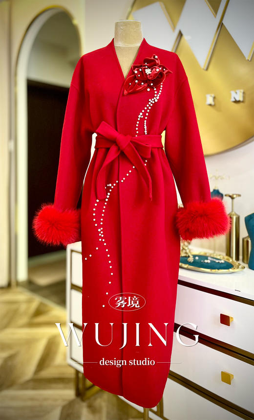 【新年战袍】玫瑰人生高级定制重手工贵妇级羊绒大衣 4202085 商品图7