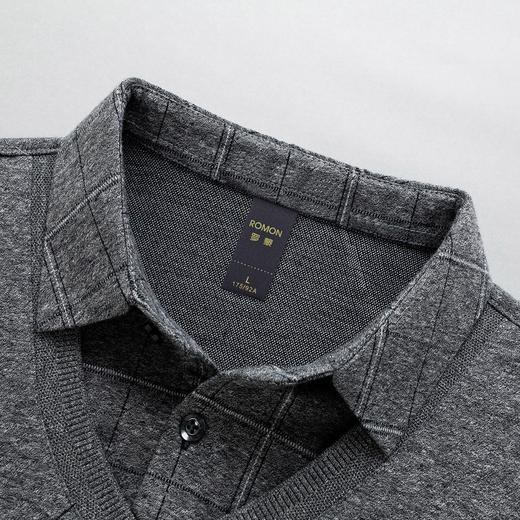 罗蒙假两件男士衬衣领针织衫男百搭休闲通勤斜纹长袖polo衫男 商品图5
