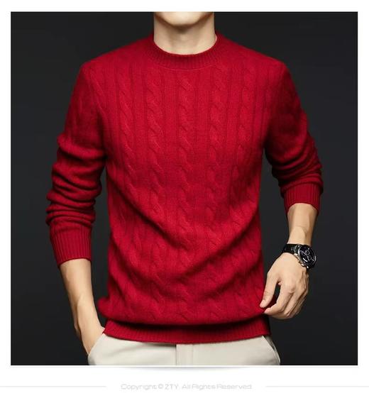 【男装】圆领织麻花纹山羊绒长袖衫 9613020001 商品图1