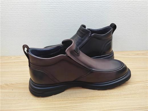 豪行冬季12483201牛皮休闲加绒男鞋皮鞋专柜正品高帮棉鞋 商品图1